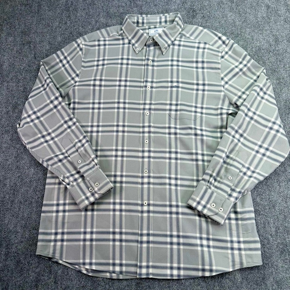 Southern Tide‎ Shirt Mens XL Grey Plaid Intercoastal Button Down Long Sleeve